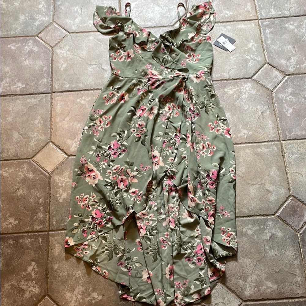 Floral Green and Pink Dress
